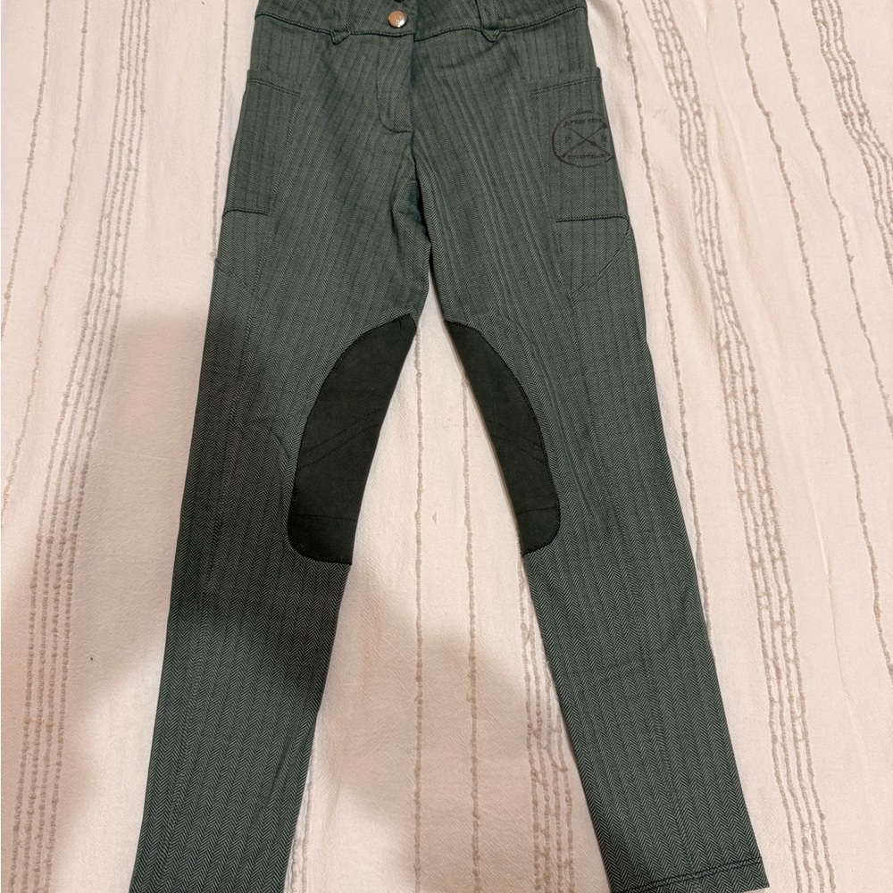 Kids Green Riding Pants Free ride equestrian size 10-11